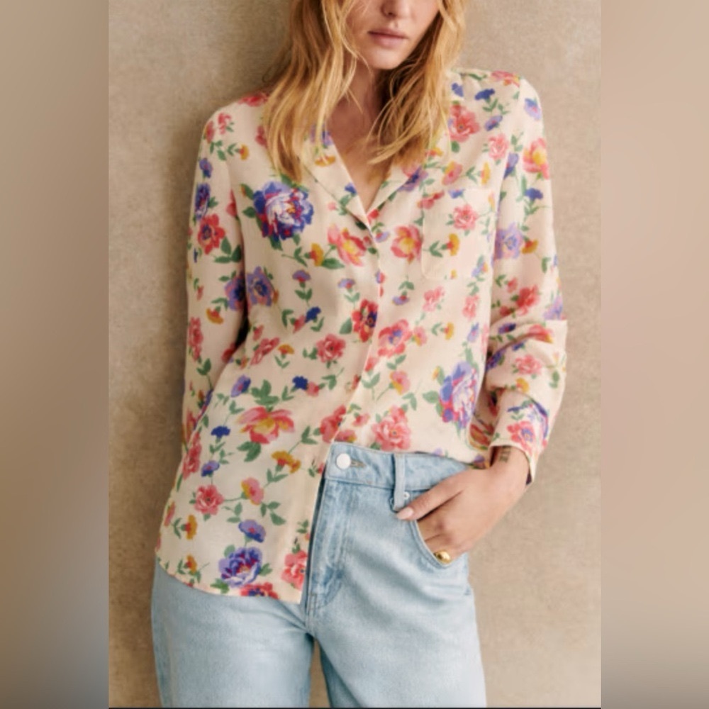 Sézane Silk Floral Top